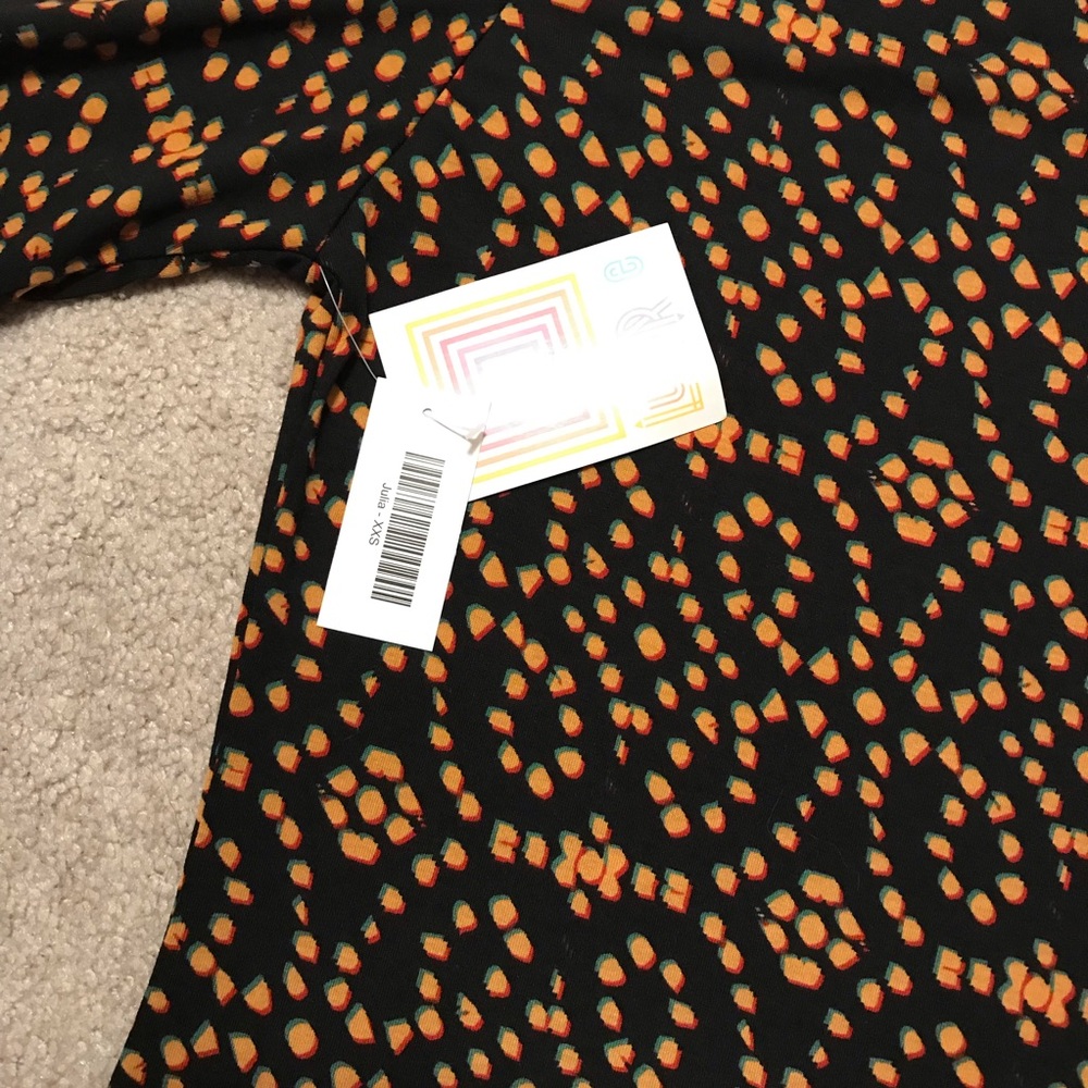 LuLaRoe Julia Dress Woman’s Size XXS Black Orange - Picture 5 of 7